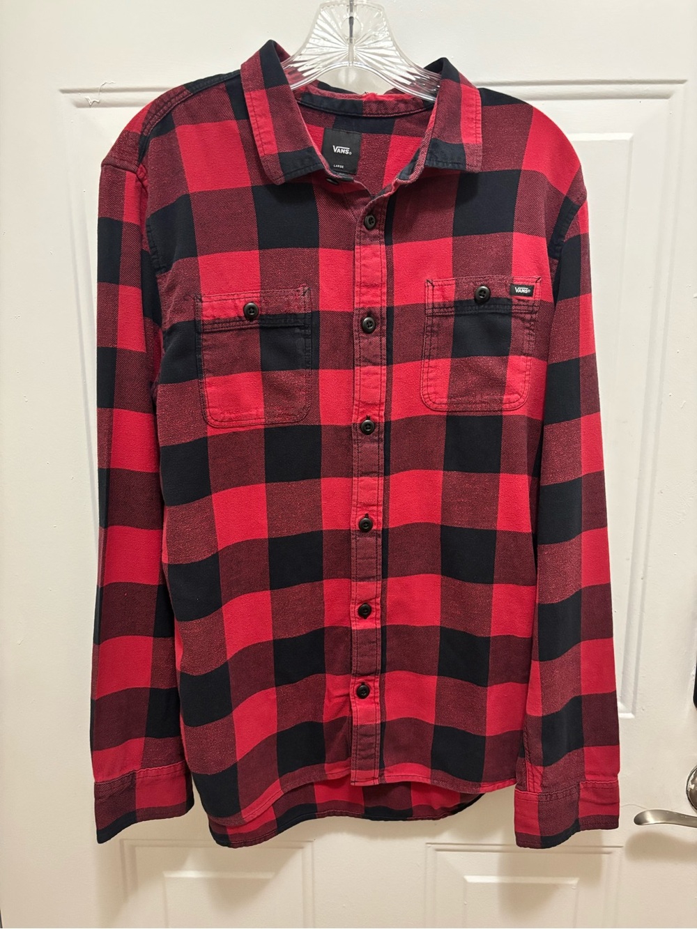 Vans Red and Black Buffalo Plaid Button-Down Shirt Slim Fit